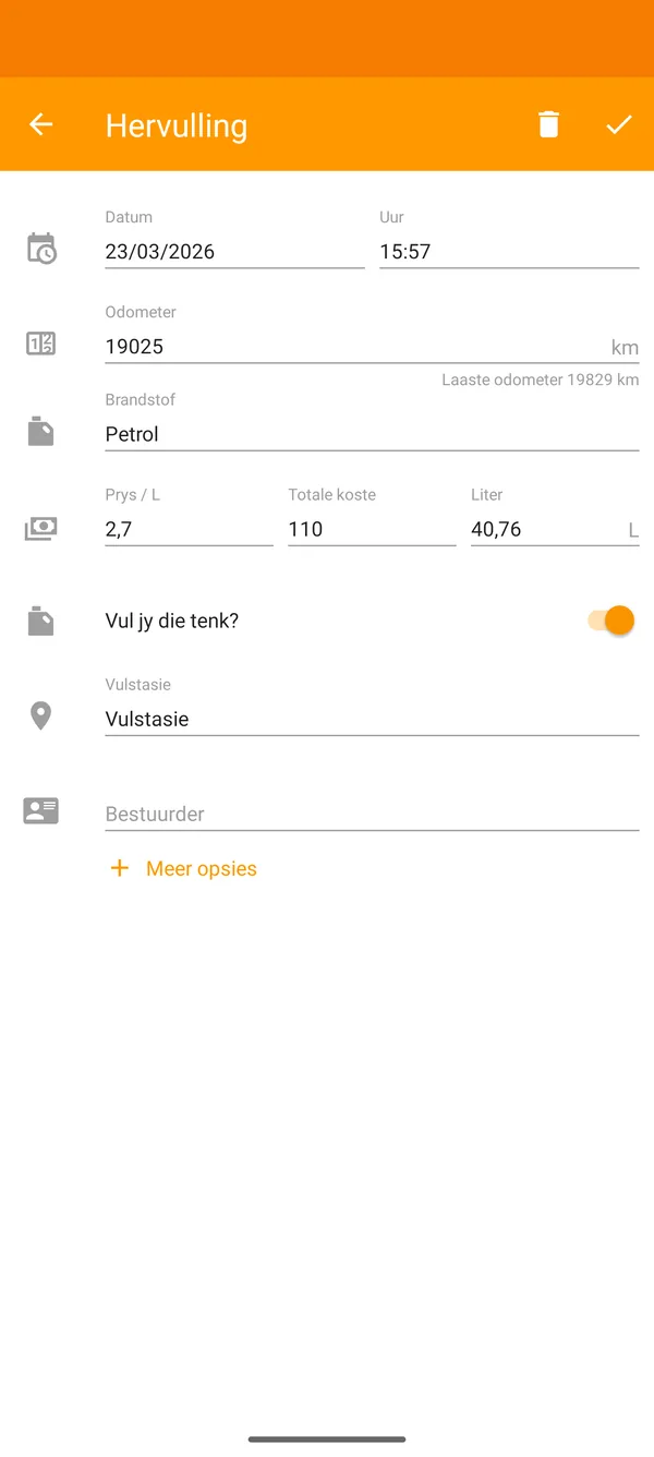 Drivvo — Registrasie — Brandstofopsporing