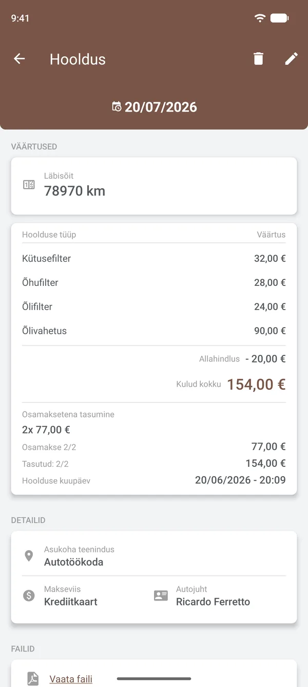 Hoolduse üksikasjad: tööd, soodustus, osamaksed, asukoht ja autojuht