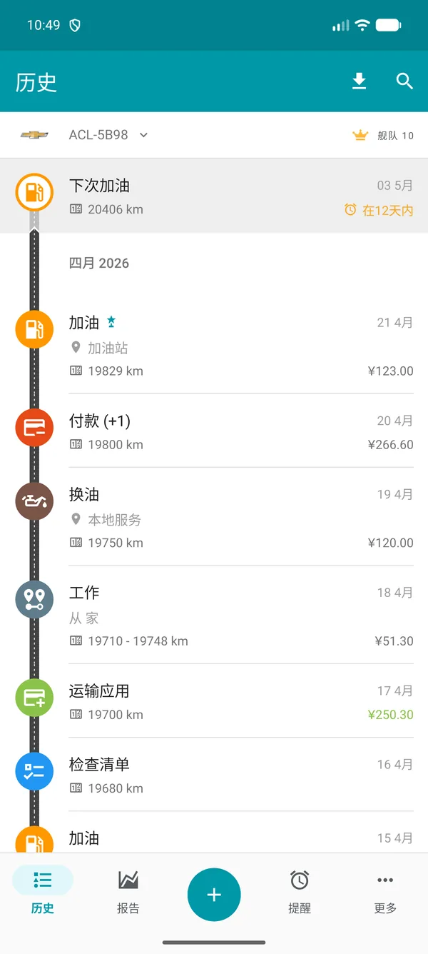 Drivvo — 记录历史