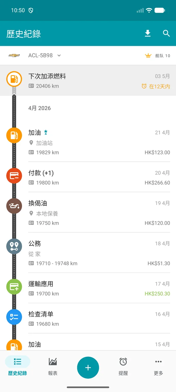 Drivvo — 記錄歷史
